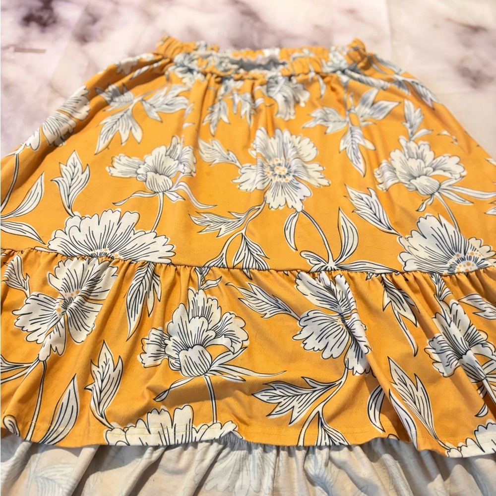 Floral Yellow and White Skirt